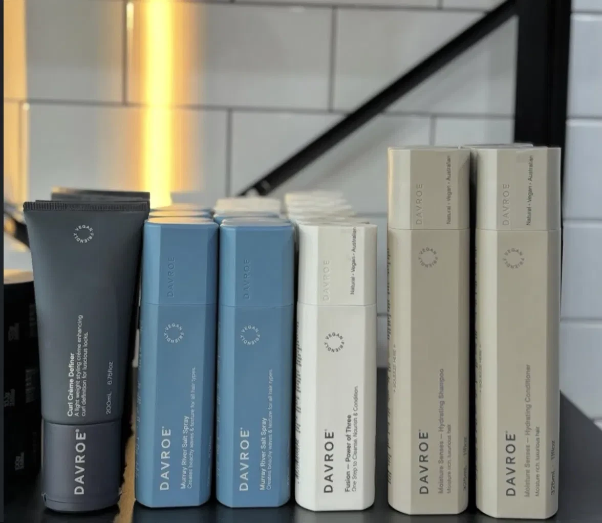 Davroe hair care range on the shelf at Nitro's Cut Shop